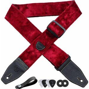 Velvet guitar strap with leather ends for acoustic electric bass ukulele